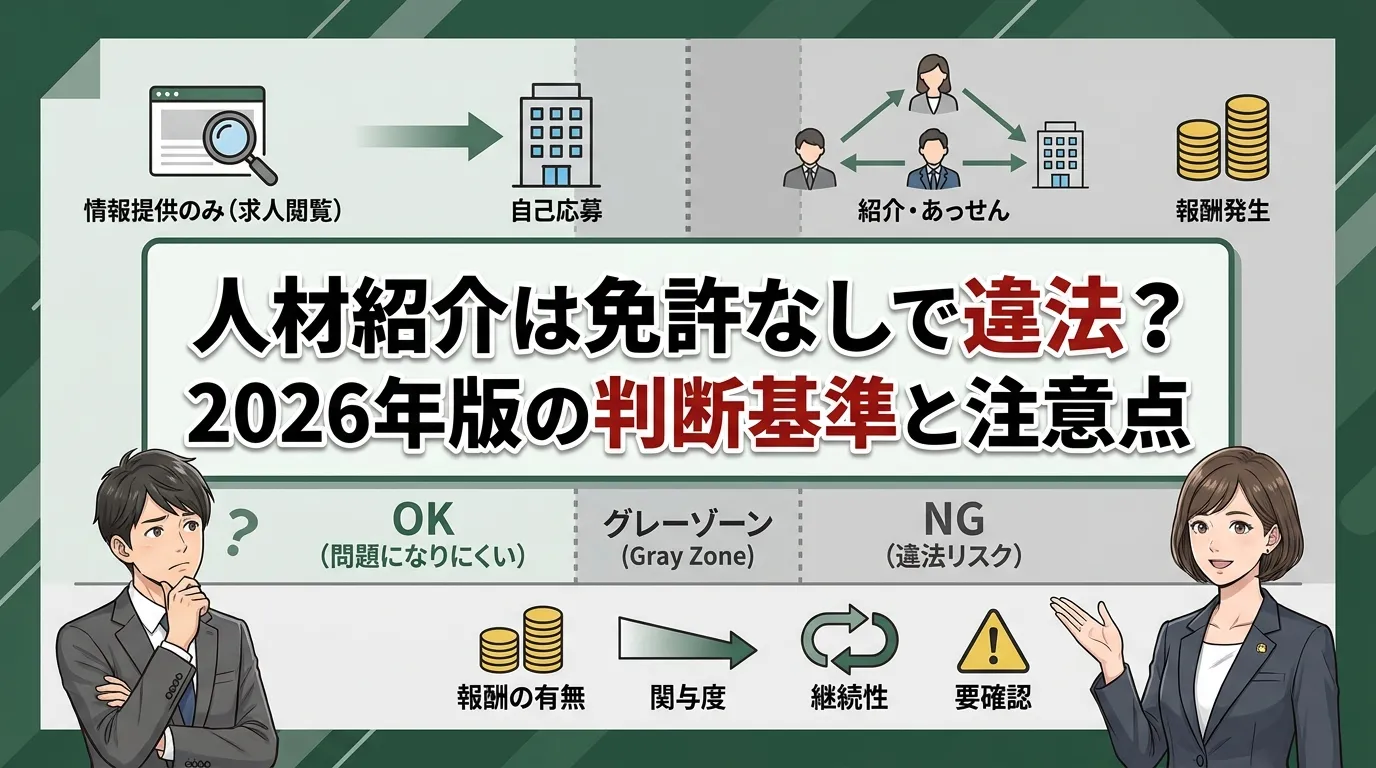 人材紹介は免許なしでできる?違法リスクと許可取得、副業・業務委託で迷う人の判断基準