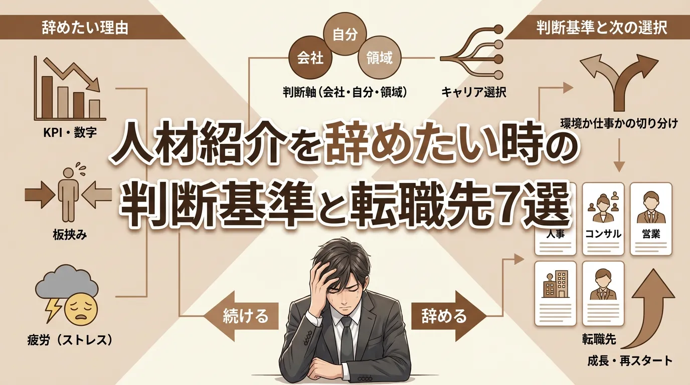 人材紹介を辞めたい人へ|辞めるべきサインと同業他社・別職種転職の後悔しない選び方