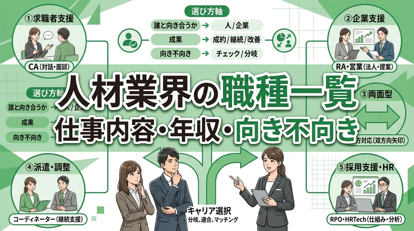 人材業界の職種は何がある?仕事内容・年収・将来性と未経験向けの選び方を現場目線で解説